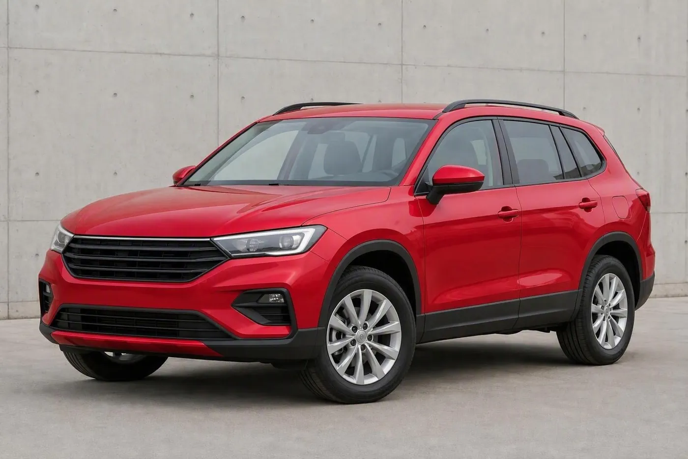 Dopo: Lo stesso SUV con la carrozzeria rosso racing